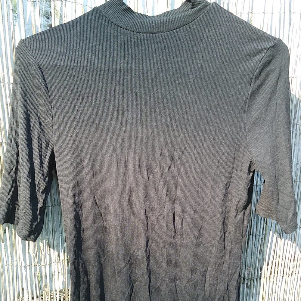 A New Day Black Short Sleeve Crewneck Lightweight Versatile Sweater - S